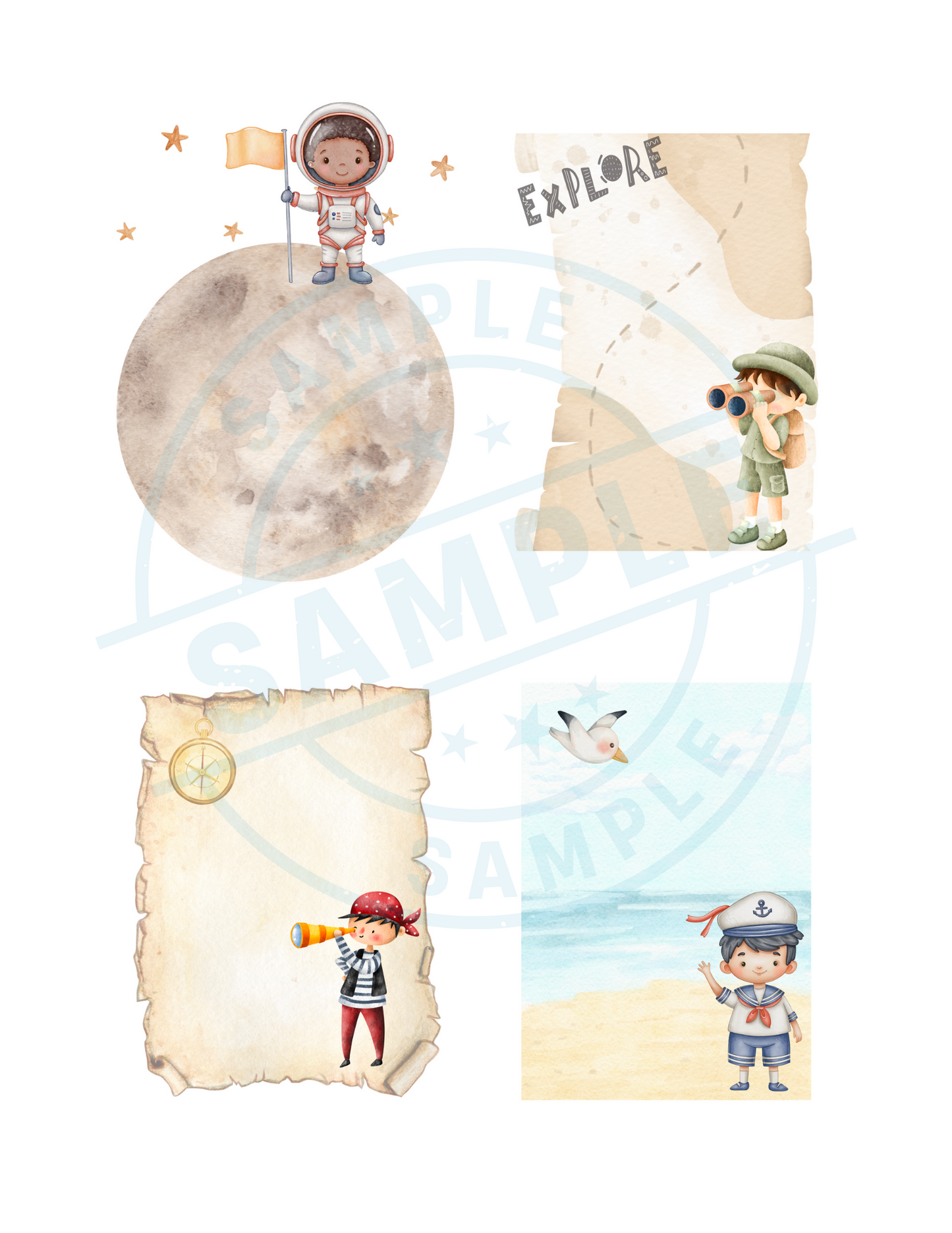 Boy Explorer Bookplate Set