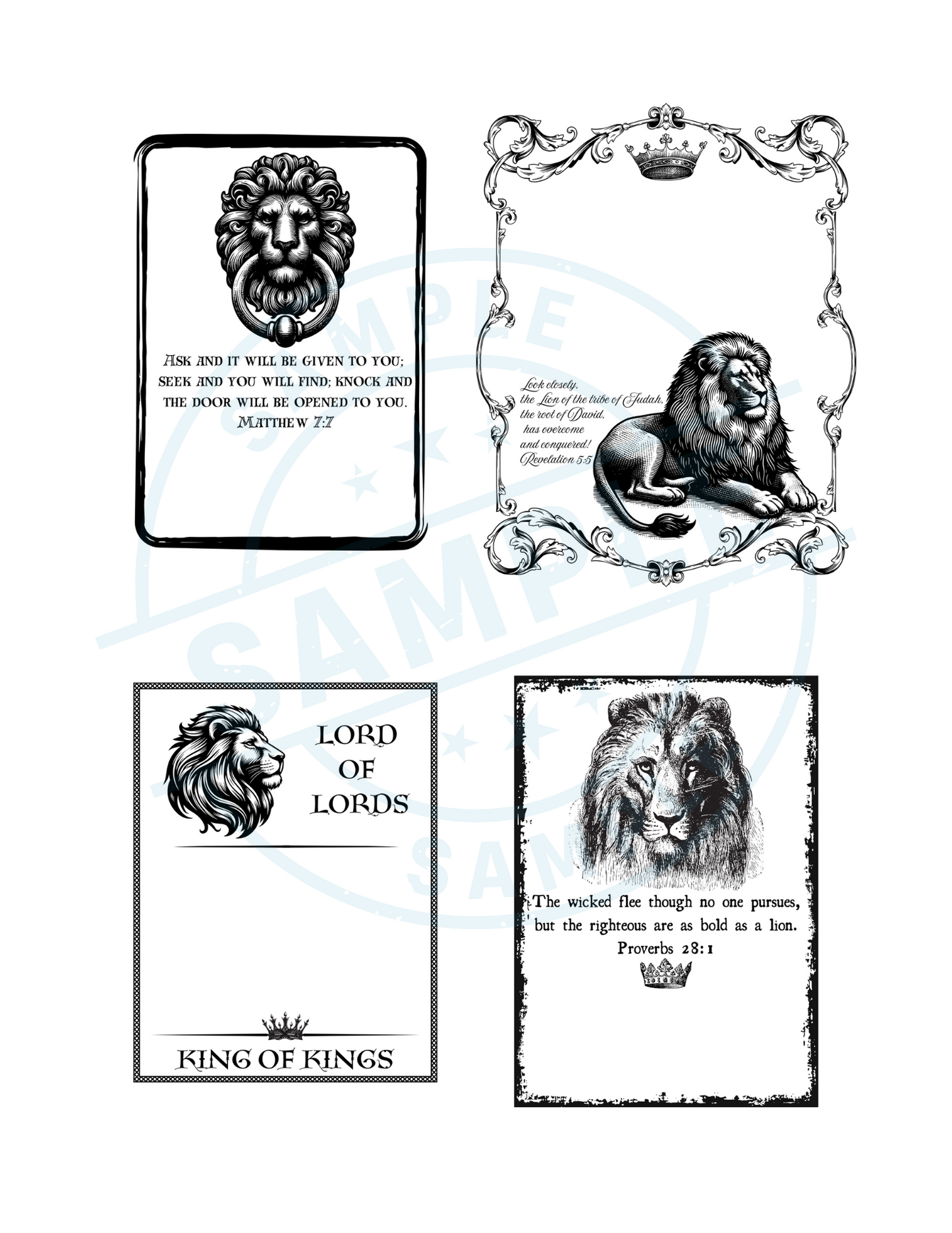 Lion Scripture Adhesive Bookplate Set