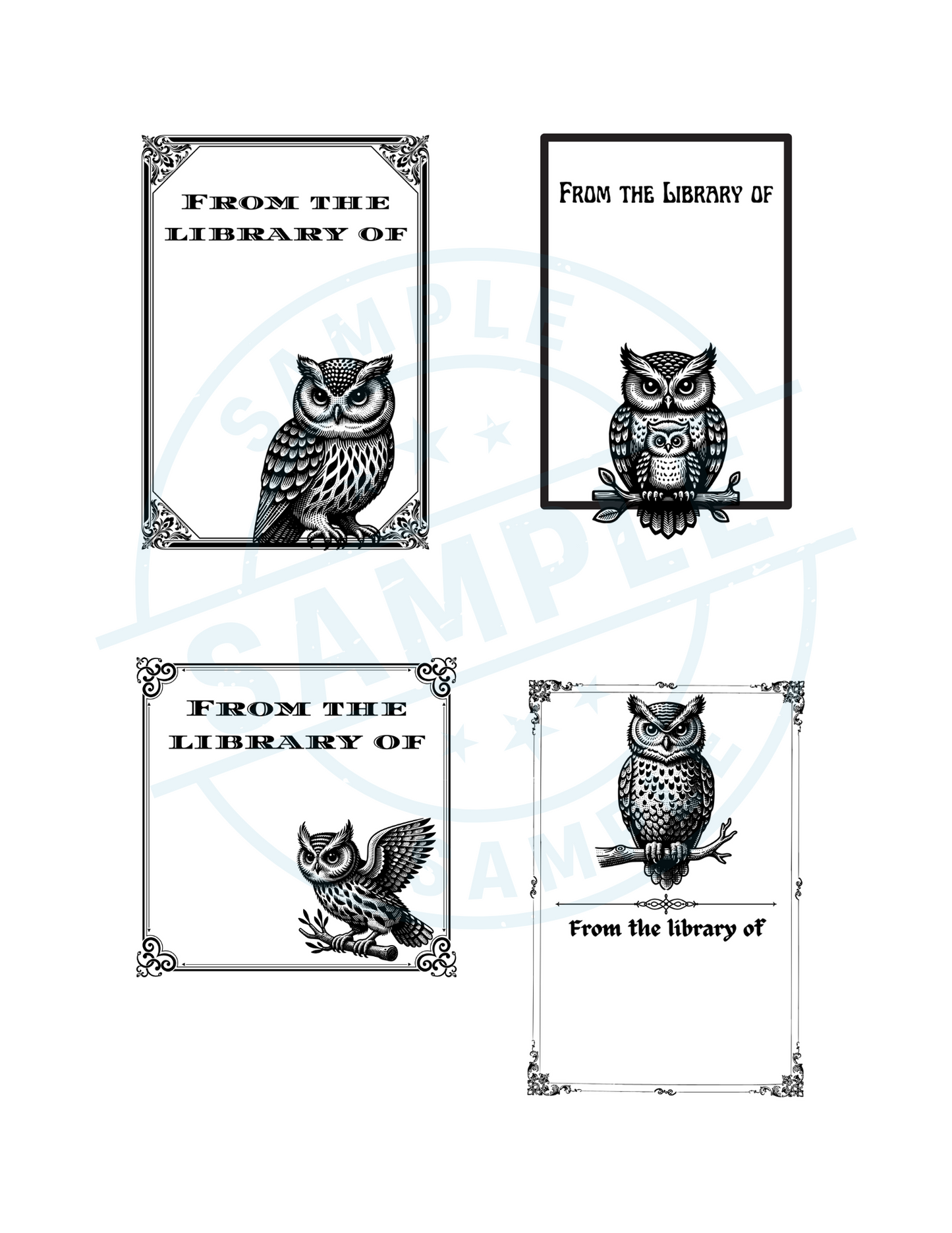 Vintage Style Owl Bookplates