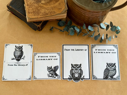 Vintage Style Owl Bookplates