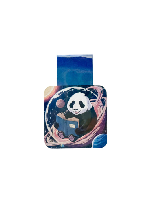 Panda Reading in Space Magnetic Bookmark