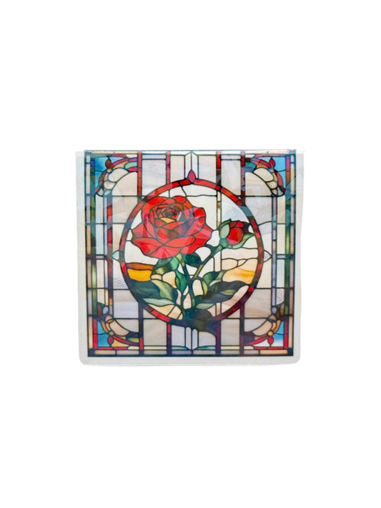 Stained Glass Red Rose Magnetic Bookmark