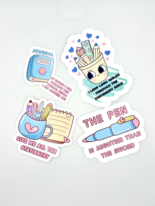 Stationery Lover Waterproof Vinyl Sticker Set