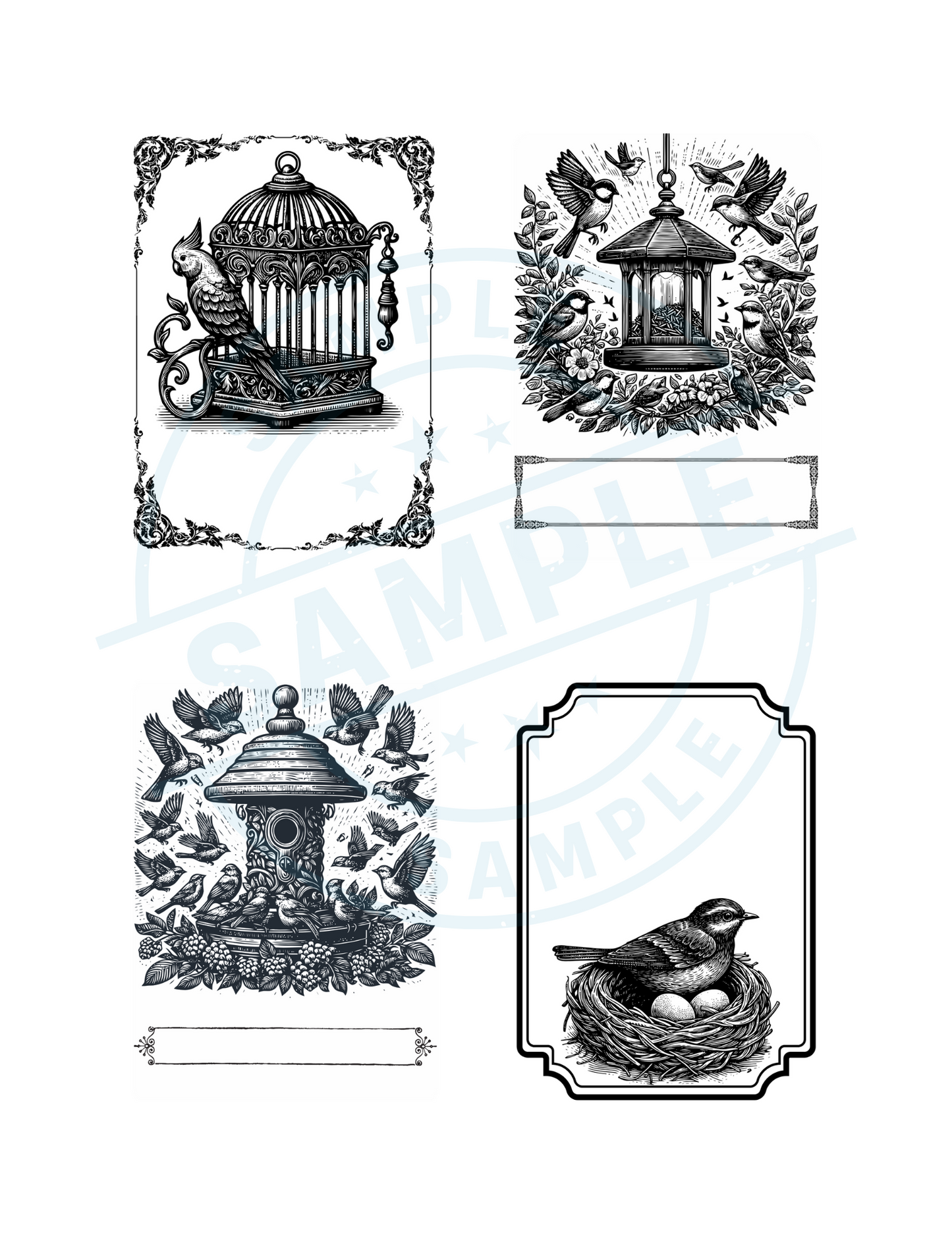Vintage Style Bird Theme Bookplates
