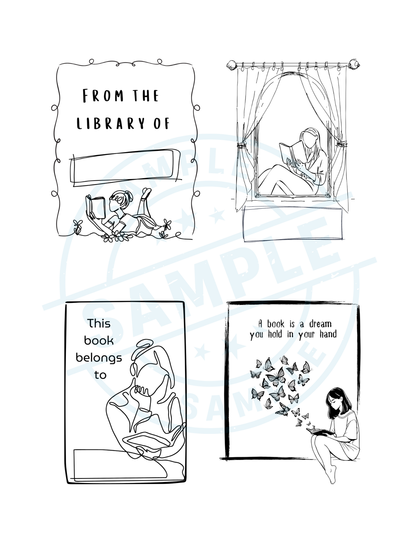 Girl With a Book Bookplates